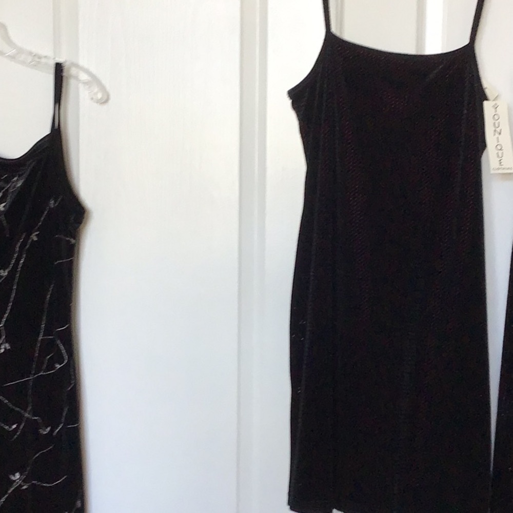 Black velvet spaghetti strap dress